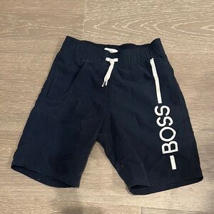 BOSS Kids Navy Blue Athletic Shorts with Logo
